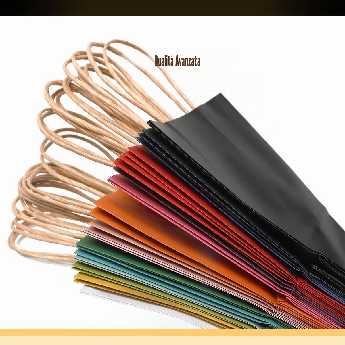 Gcardist 100 pezzi di piccoli sacchetti regalo in carta con manici – 21,1 x 15,2 x 8 cm – piccoli sacchetti di festa in carta kraft – 16 colori solidi