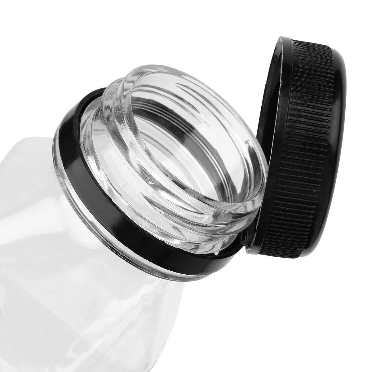 Confezione da 56 bottiglie di succo di plastica da 100 ml con tappi neri, bottiglie vuote riutilizzabili con coperchio, contenitori trasparenti per succo di frutta, frullato e latte