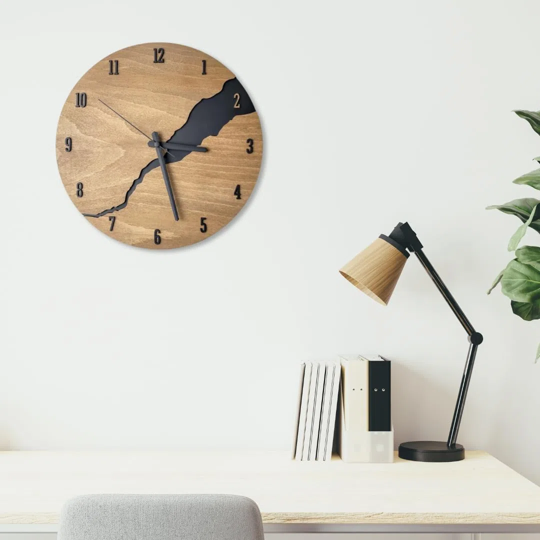 Orologio da Parete in Legno Moderno 30 cm – Design Silenzioso e Decorativo con Numeri 3D | Orologio da Muro Elegante per Cucina, Soggiorno, Camera o Ufficio – Orologio Minimal