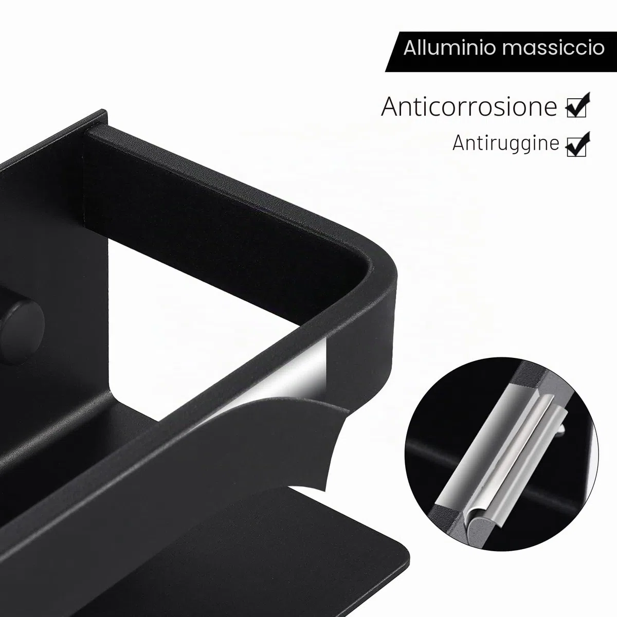 KES Porta Spezie Nero Portaspezie Cucina Mensola Organizzatore 40CM Appendere Alluminio Supporto da Parete 2 Pezzi, KSR401S40-BK-P2