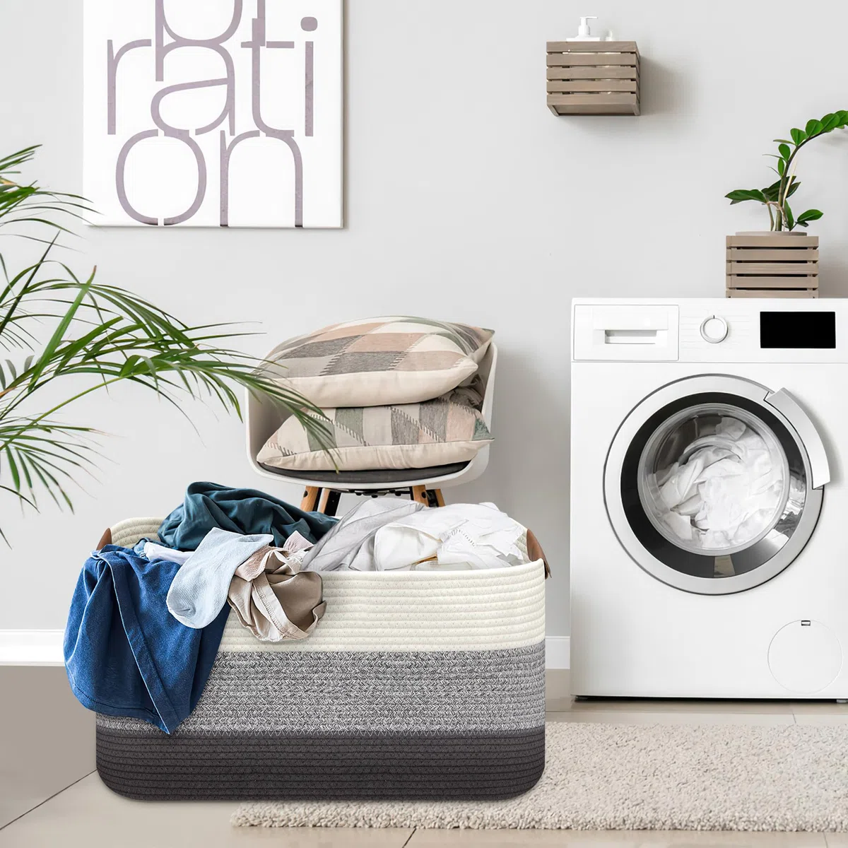Grande cesto portabiancheria pieghevole per coperta, giocattoli, asciugamani, cesti in tessuto per la conservazione, cameretta dei bambini, decorazione per la casa, soggiorno