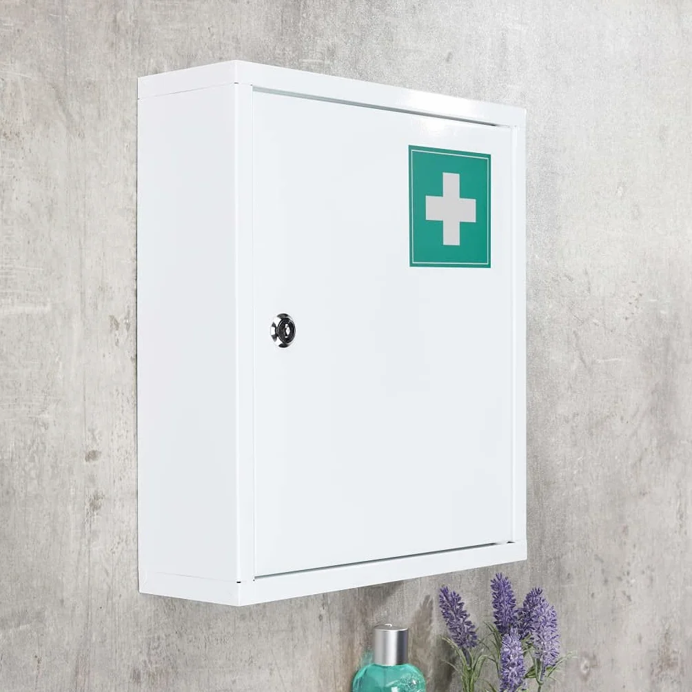 Haushalt , Armadio per medicina internazionale in acciaio inossidabile, Bianco, 31.5 x 10 x 36 cm