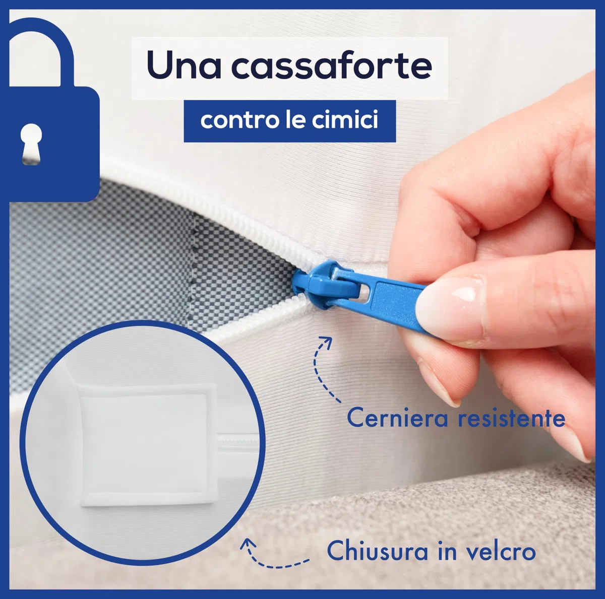 Coprimaterasso impermeabile, antiacaro e cimici – Fodera integrale con cerniera – Protezione morbida in cotone – Per materasso matrimoniale 160x200 cm – Altezza regolabile da 9 a 18 cm