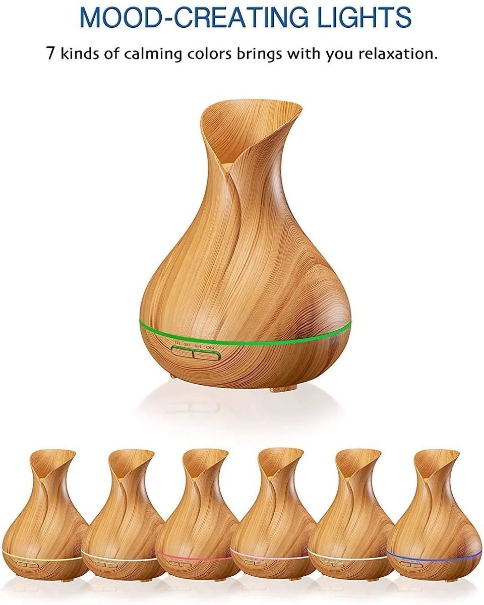 550ml Diffusore di Oli Essenziali, Umidificatore con Timer, Spegnimento Automatico,7 Colori Luce LED, Senza BPA