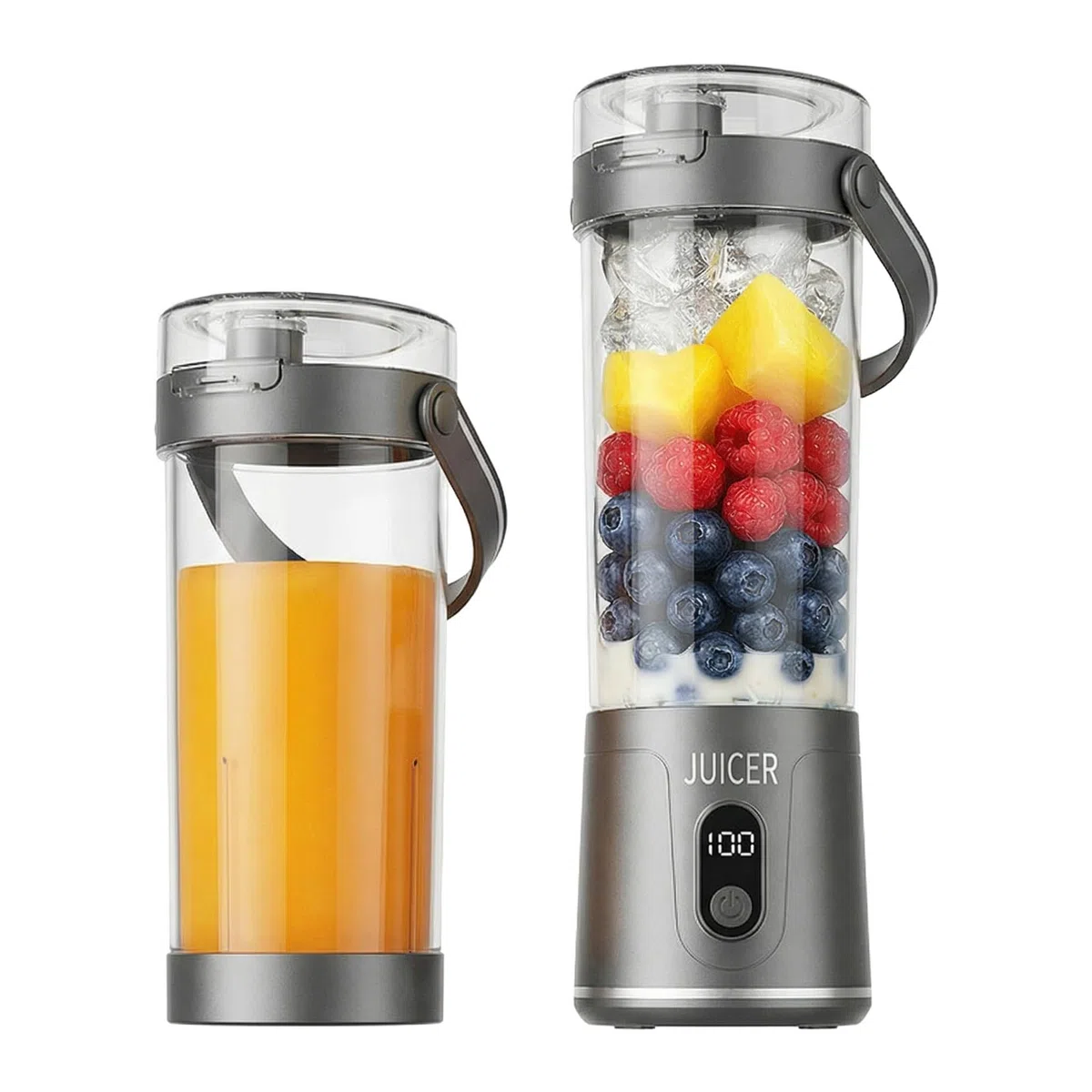 Frullatore Portatile, Mini Frullatore Portatile Elettrico, 600mL Frullatore Personale con 6 Coltelli, Ricaricabile USB, per Smoothie, Frullati e Succhi di Frutta