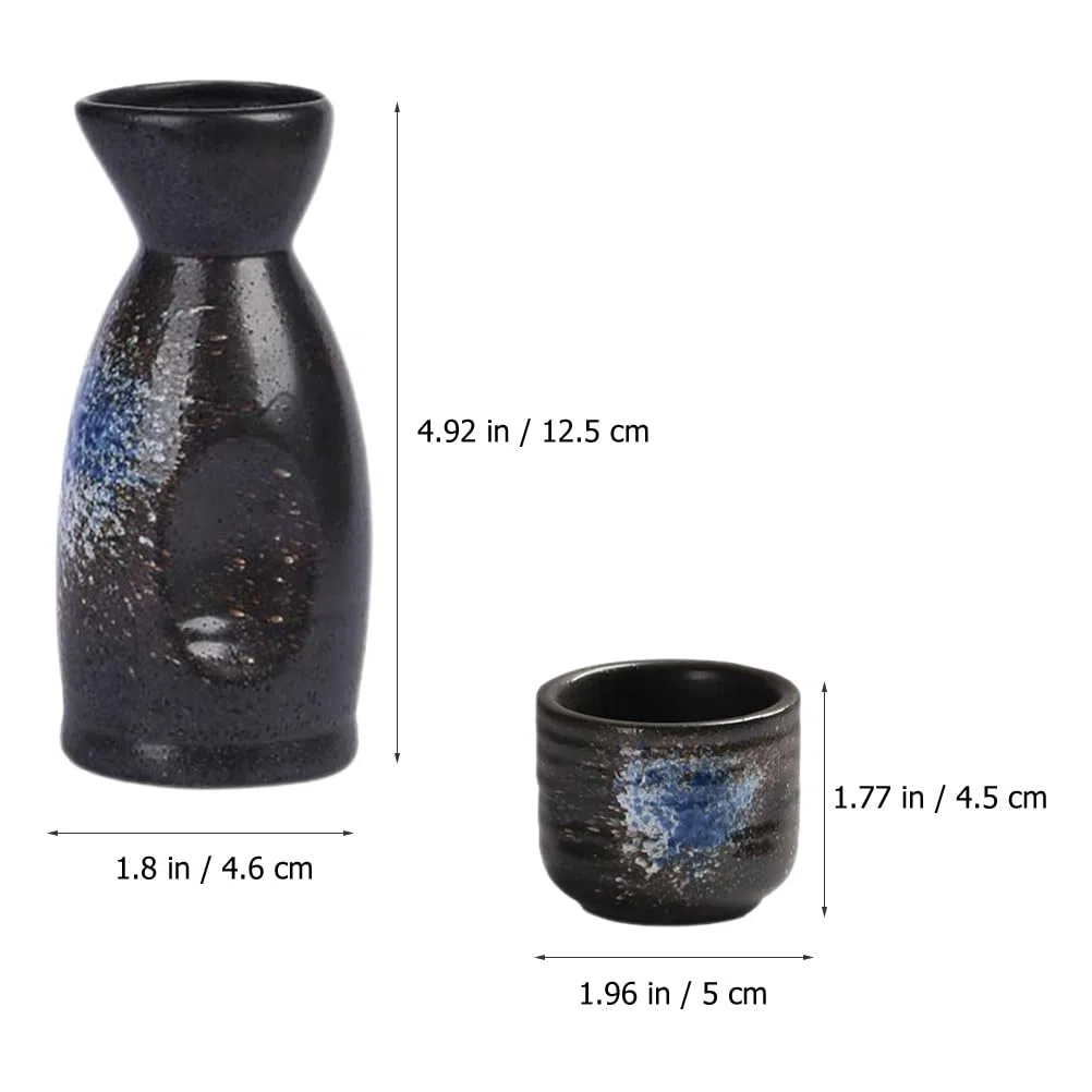 Ciieeo Set Di Sake Giapponese in Ceramica Con Bottiglia Di Sake E 4 Tazzine Kit Tradizionale Da 4.92 Pollici Per Casa Regali E Occasioni Speciali