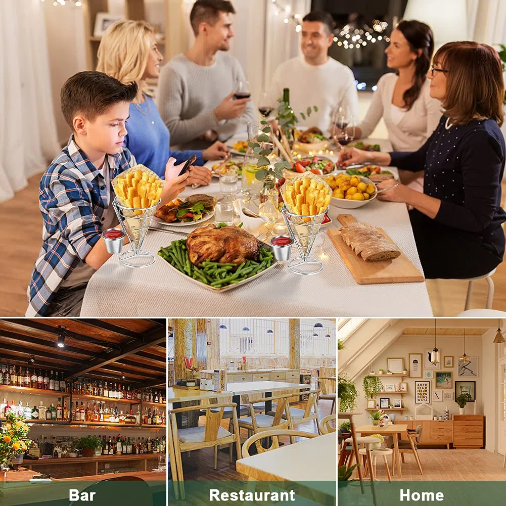 Supporto per Patatine Fritte, 4 Confezioni Conico Facile da Pulire per Casa Famiglie Ristoranti Bar Caffè Feste