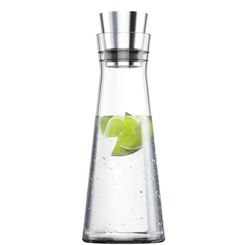 Emsa Flow Slim Caraffa Refrigerante, Caraffa in Acciaio Inox 18/10, Lavabile in Lavastoviglie, per Acqua, Succhi o Vino