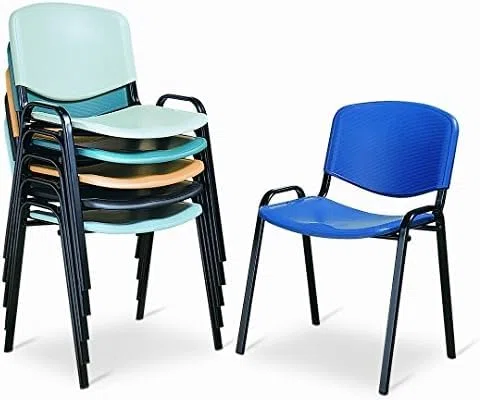 Sedia Da Ufficio Poltrona Fissa per Sala Attesa metallo e plastica nera impilabile
