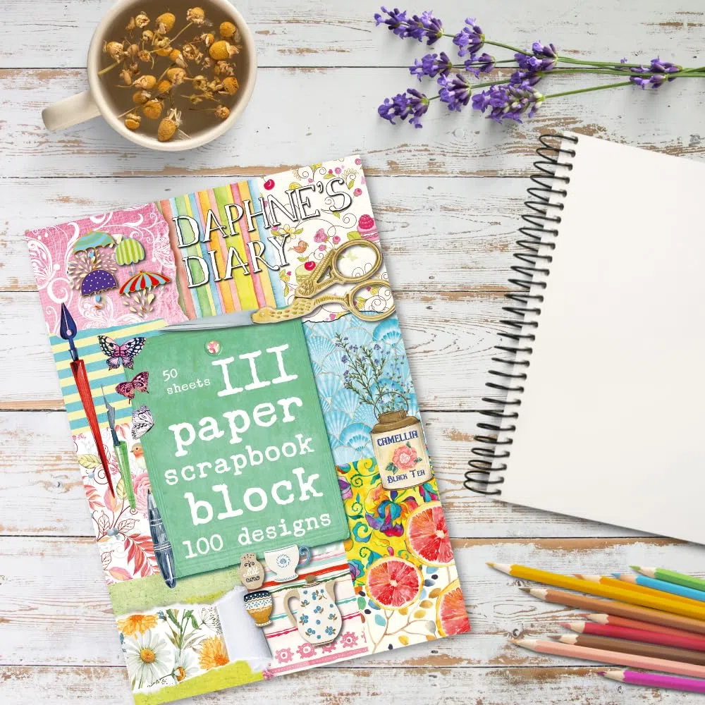 Daphne's Diary Scrapbook III | 50 pagine con 100 bellissimi disegni | Kit per scrapbooking vintage con carta di alta qualità e materiali per bricolage | Ideale per la cura personale e progetti