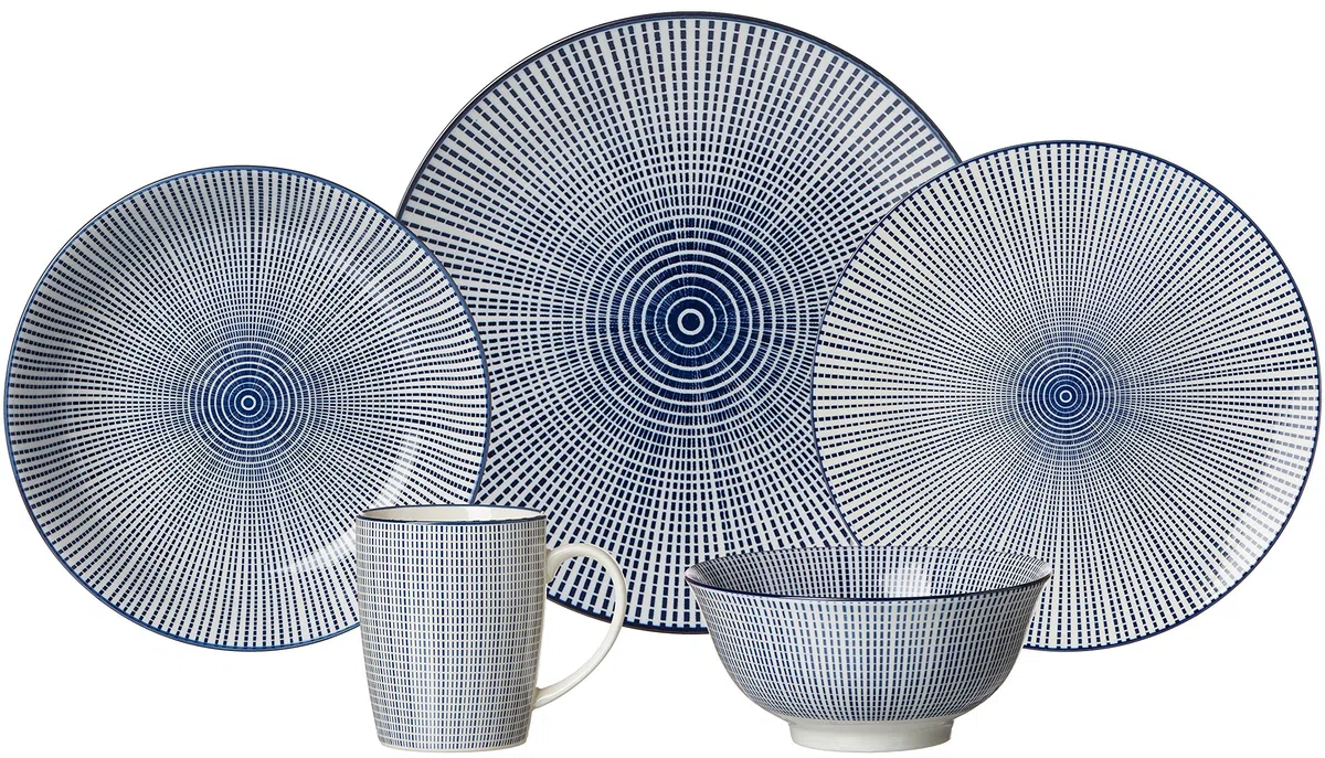 Ritzenhoff & Breker Kuchen-und Frühstücksteller-Set Royal Makoto, 4-Teilig, 21,5 cm Durchmesser Piatti, Porcellana, Blu/Bianco, 21.50 x 21.50 x 2.50 cm, 4 unità