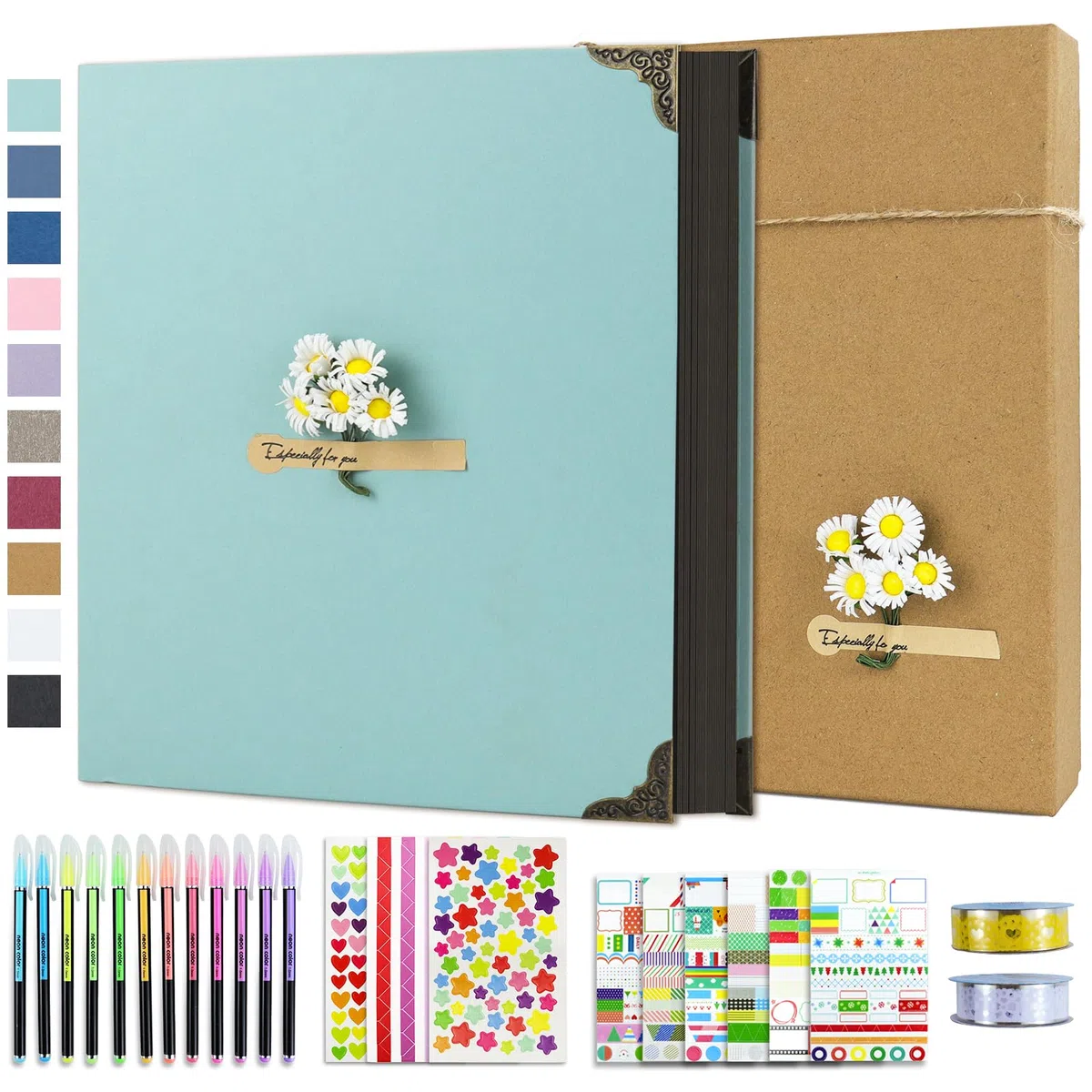 Vienrose Album Fotografico 30x30 cm Fai da Te 3 Anelli Scrapbooking Album 60 Pagine, Adatto a Amici Amanti Bambini Regali di Nozze Anniversario