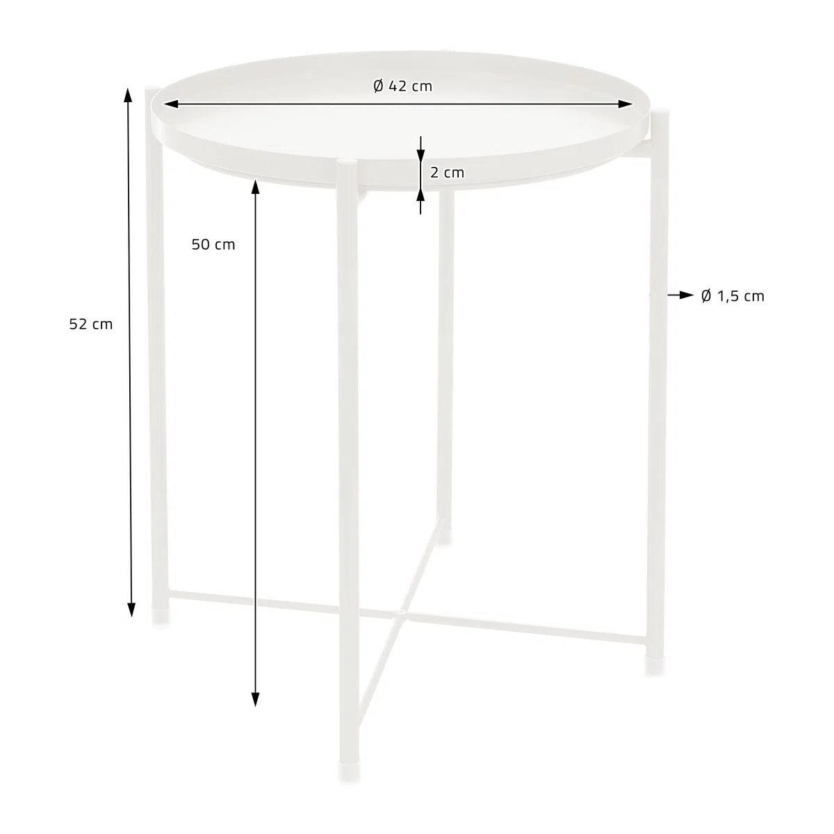 ML-Design Tavolino da Caffè Rotondo per Salotto Ø45 x H52 cm in Metallo Verniciato a Polvere Bianco con Piano Rimovibile Tavolo Soggiorno Laterale per Divano Robusto Stabile per Bevande Snack