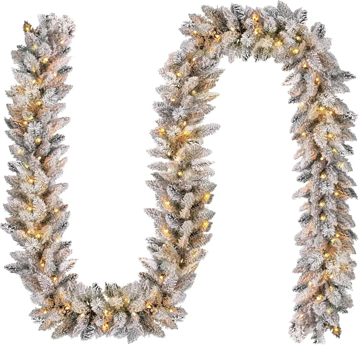 Ghirlanda natalizia con illuminazione - Ghirlanda natalizia artificiale 2,7 m, 50 LED, Illuminazione interna ed esterna, Decorazione natalizia per scale, camini e finestre in casa e uffici. (bianco