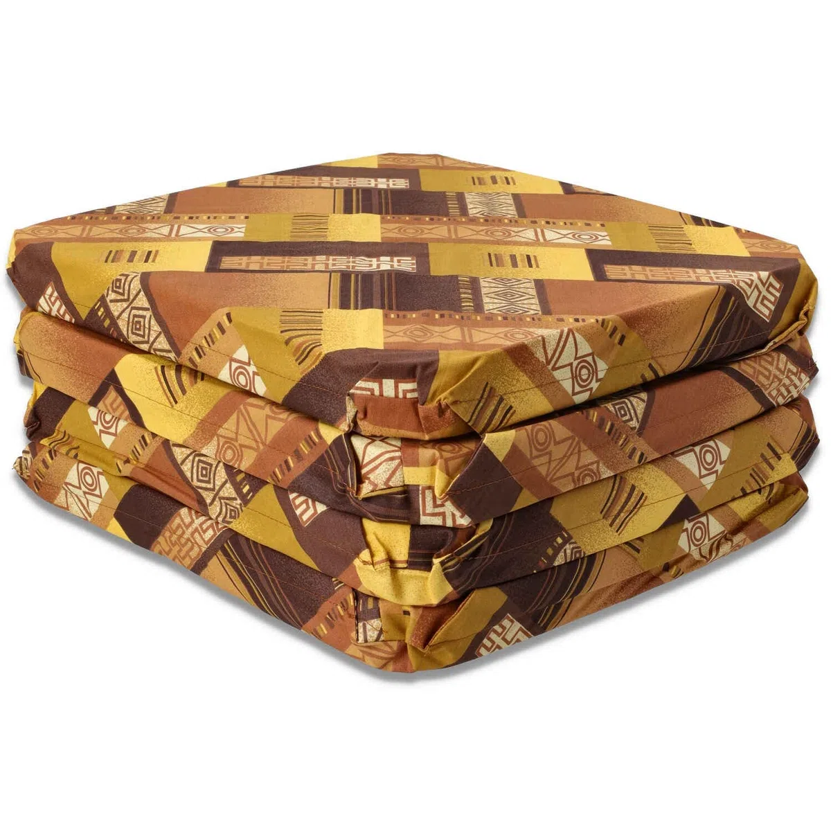 Casatessile Cuscini Sedia sfoderabili con Alette Eldorado Cuscini Cucina in Cotone,cm 38x38 Imbottitura Alta 3,50 - Marrone, Set 4 PCS