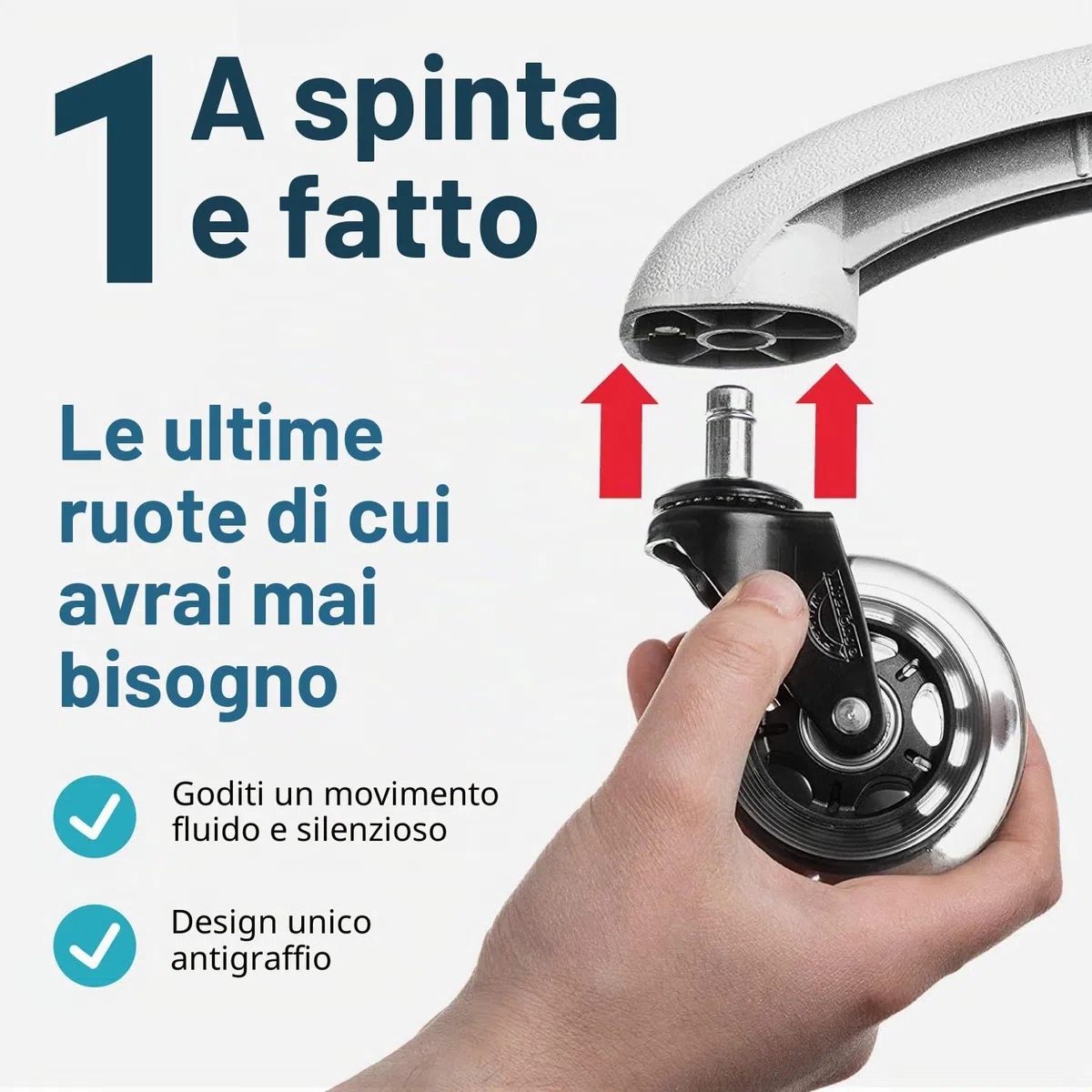 Ruote per sedie da ufficio Rotelle di ricambio per sedie in gomma per tutti i pavimenti, 11x22mm, Chiaro (NON per 1KEA)