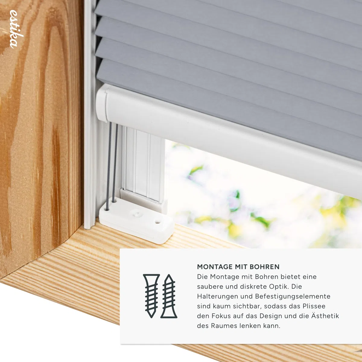 Estika Tenda plissettata a nido d'ape oscurante per finestra da tetto su misura con foratura - larghezza 30-120 cm, altezza 50-149 cm - tessuto in 6 colori, profilo in 3 colori - per interni