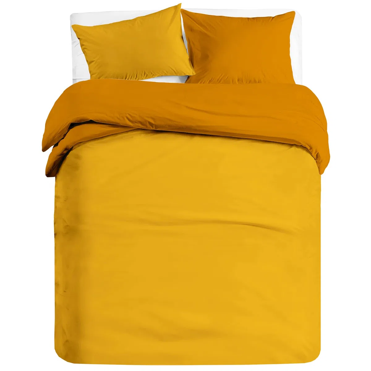 Banzaii Set Copripiumino Bicolor 100% Microfibra con Federe Double Face Matrimoniale 250x200 cm Giallo/Oro