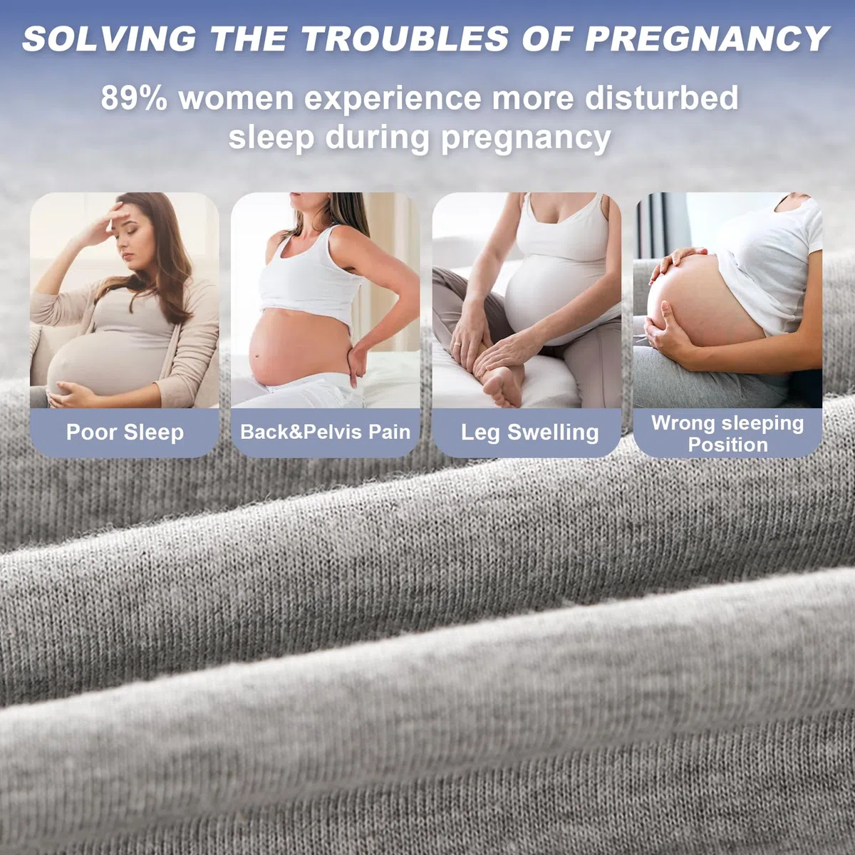 Avmvnvc Cuscino per Gravidanza - Cuscino Gravidanza e Allattamento Forma di U per Dormire - Cuscino per Allattamento e Gravidanza - con Federa in Maglia Sfoderabile e Lavabile - Grigio