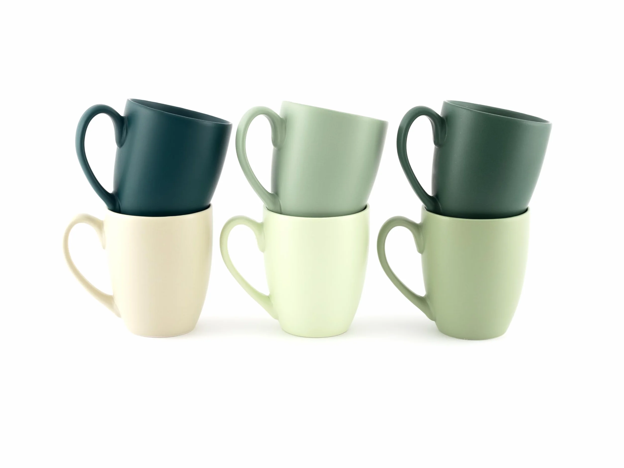 Hanseküche Set di Tazze da Caffè in Ceramica Massiccia di Alta Qualità, con Manici e Bicchieri Grandi (Colori Naturali, Set da 6)