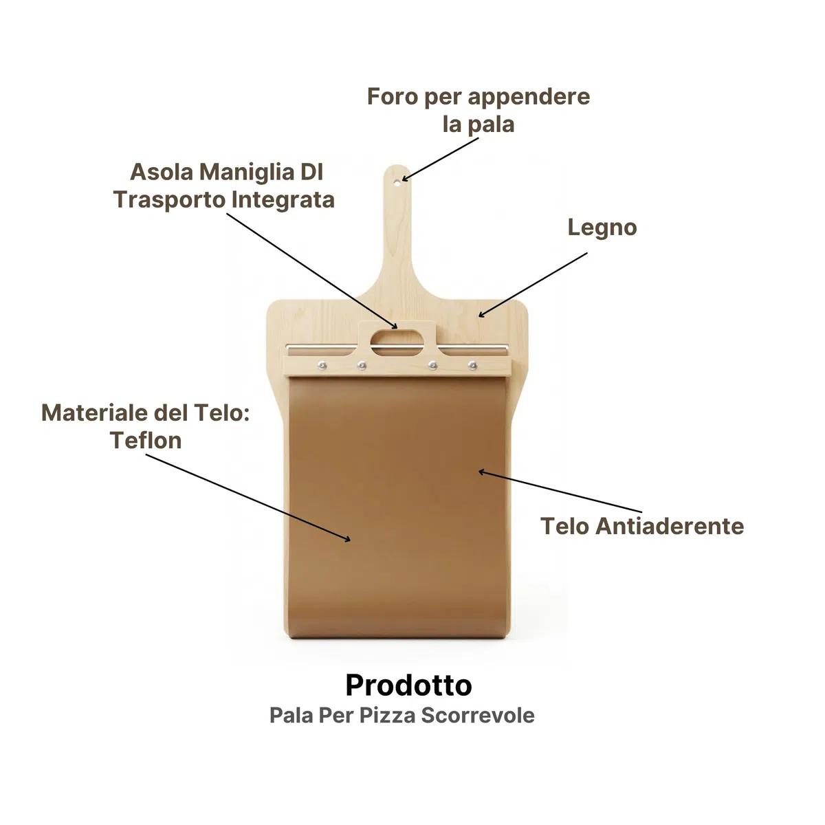 Generico AH Store Pala Barella per Pizza Peel Scorrevole Con Manico in Legno 55x35x0,7 cm – Ultraleggera Antiscivolo per Forno Pizza Domestico, Forno a Legna e Barbecue