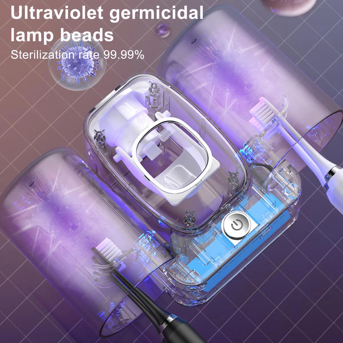 Porta Spazzolino UV Sterilizzatore, Dispenser Dentifricio Automatico, Intelligente Portaspazzolino Elettrico a Parete on sterilizzatore di asciugatura, adatto per la maggior parte delle case (grigio)