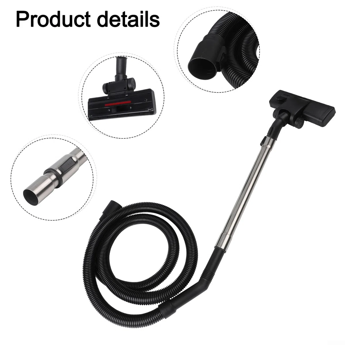 Tubo di ricambio per aspirapolvere, tubo di aspirazione in acciaio inox, set di spazzole per pavimenti, struttura in plastica duratura, per Karcher WD MV SE Series