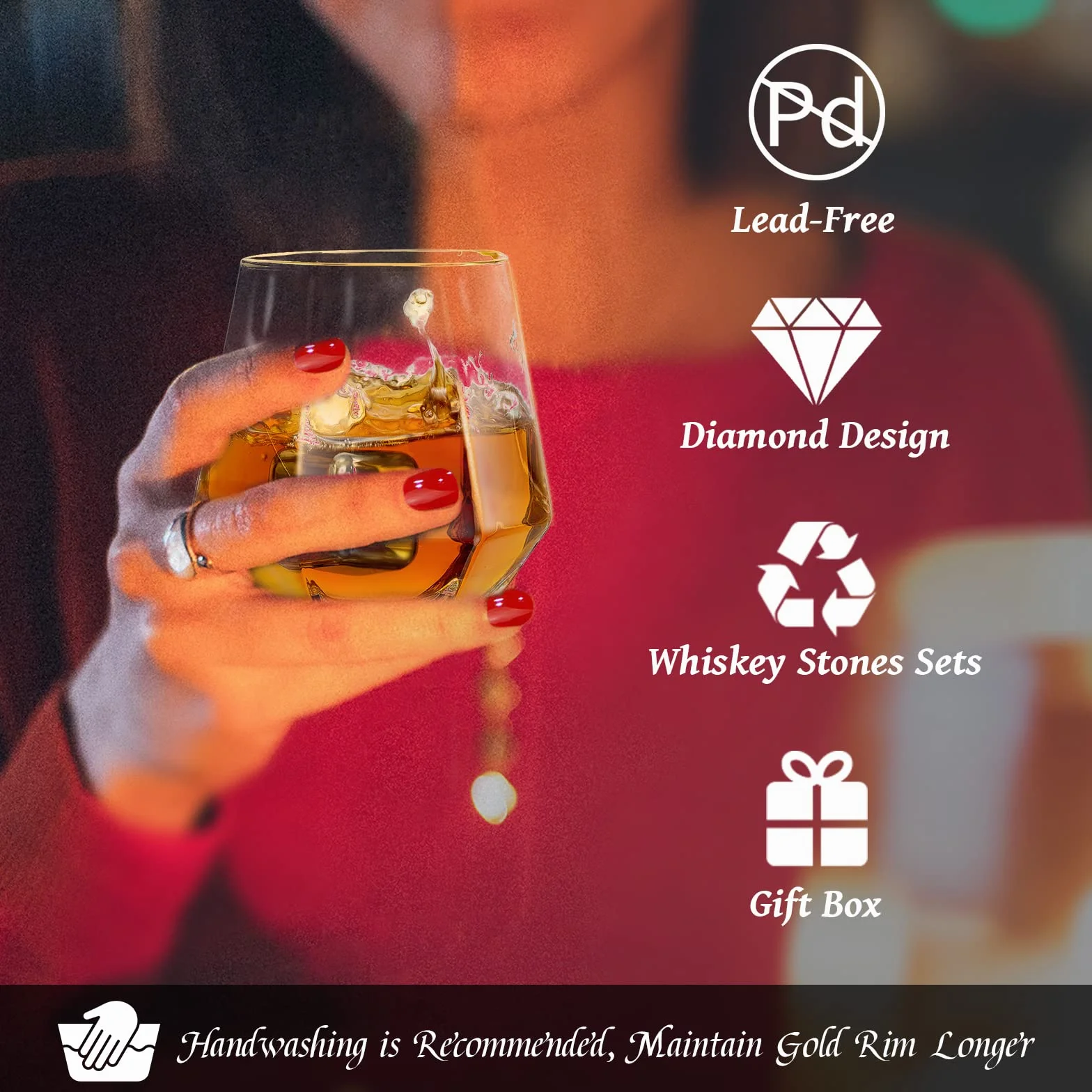Glasseam Set Regalo In Vetro E Pietre Per Whisky, Bicchiere Personalizzato Con Scatola Per Rum Per Uomo, Rock Per Vino, Vodka, Gin, Anniversario Di Matrimonio, Compleanno