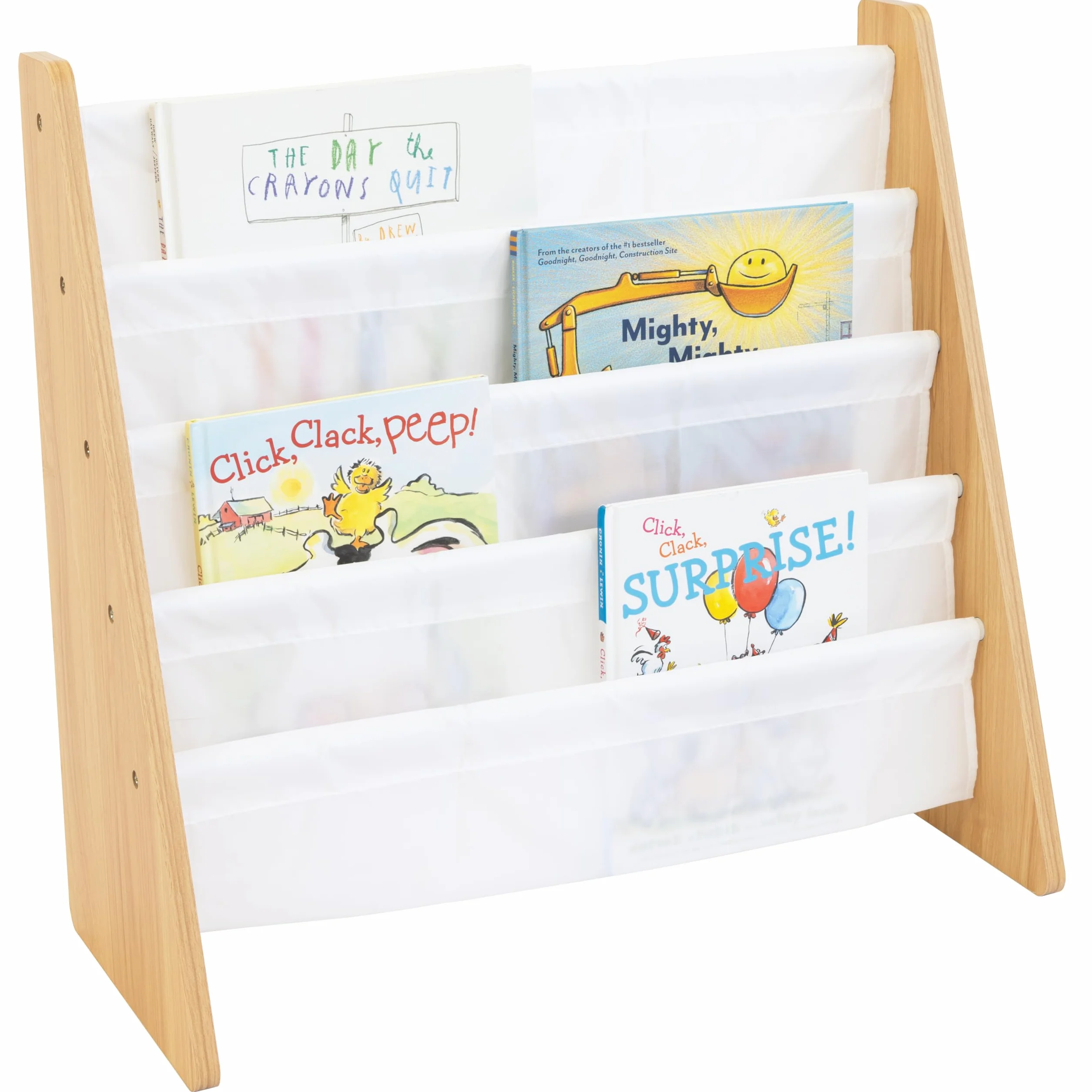 HumbleCrew Libreria Bambini Elegante: Scaffale 4 Ripiani per Libri, Design Naturale/Bianco, Perfetta per Camerette Stile e Letture Creative