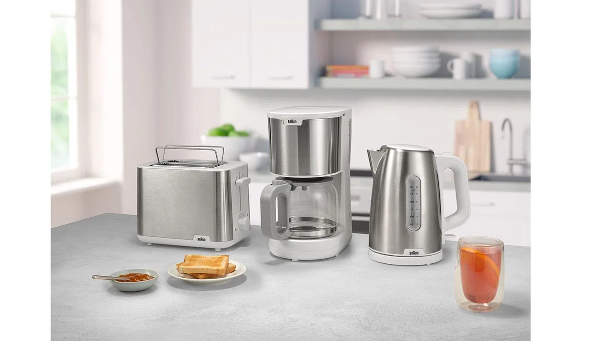 Braun Household PurShine KF 1500 WH - Macchina da caffè con filtro in vetro per fino a 10 tazze, sistema OptiBrew, spegnimento automatico, 1000 Watt, bianco, KF1500WH