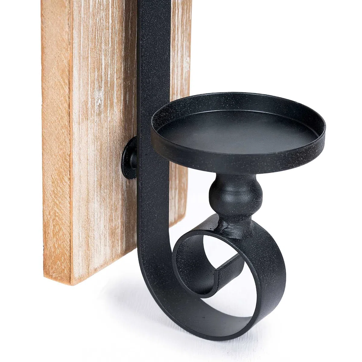 Lampada da parete portacandele (set di 2) supporto da parete nero supporto da parete in metallo e legno portacandele da parete in ferro da appendere portacandele da parete per soggiorno, bagno, sala