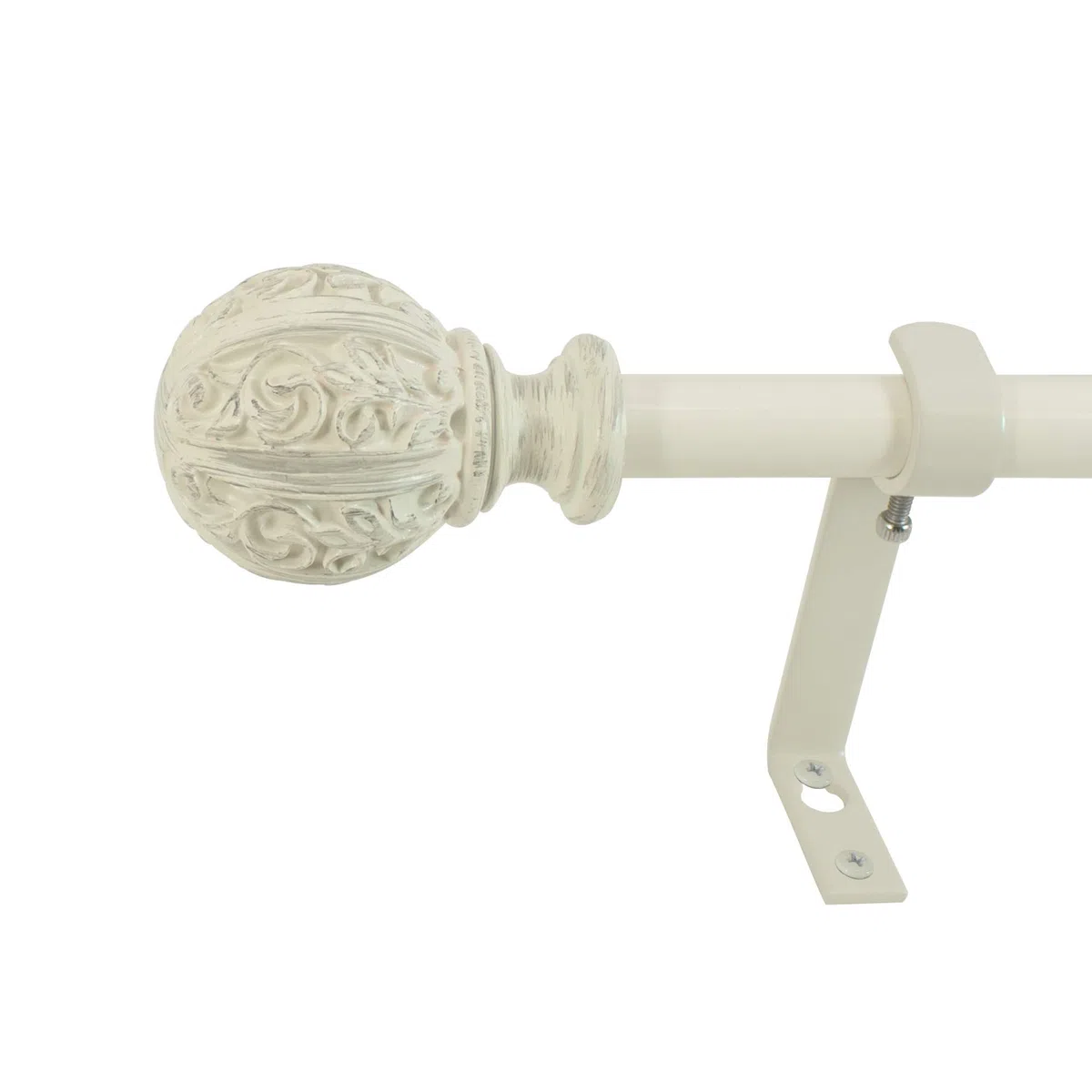 Decopolitan Leaf Ball Set di aste per Tende, Metallo, Avorio Invecchiato, 26 to 48 Inches