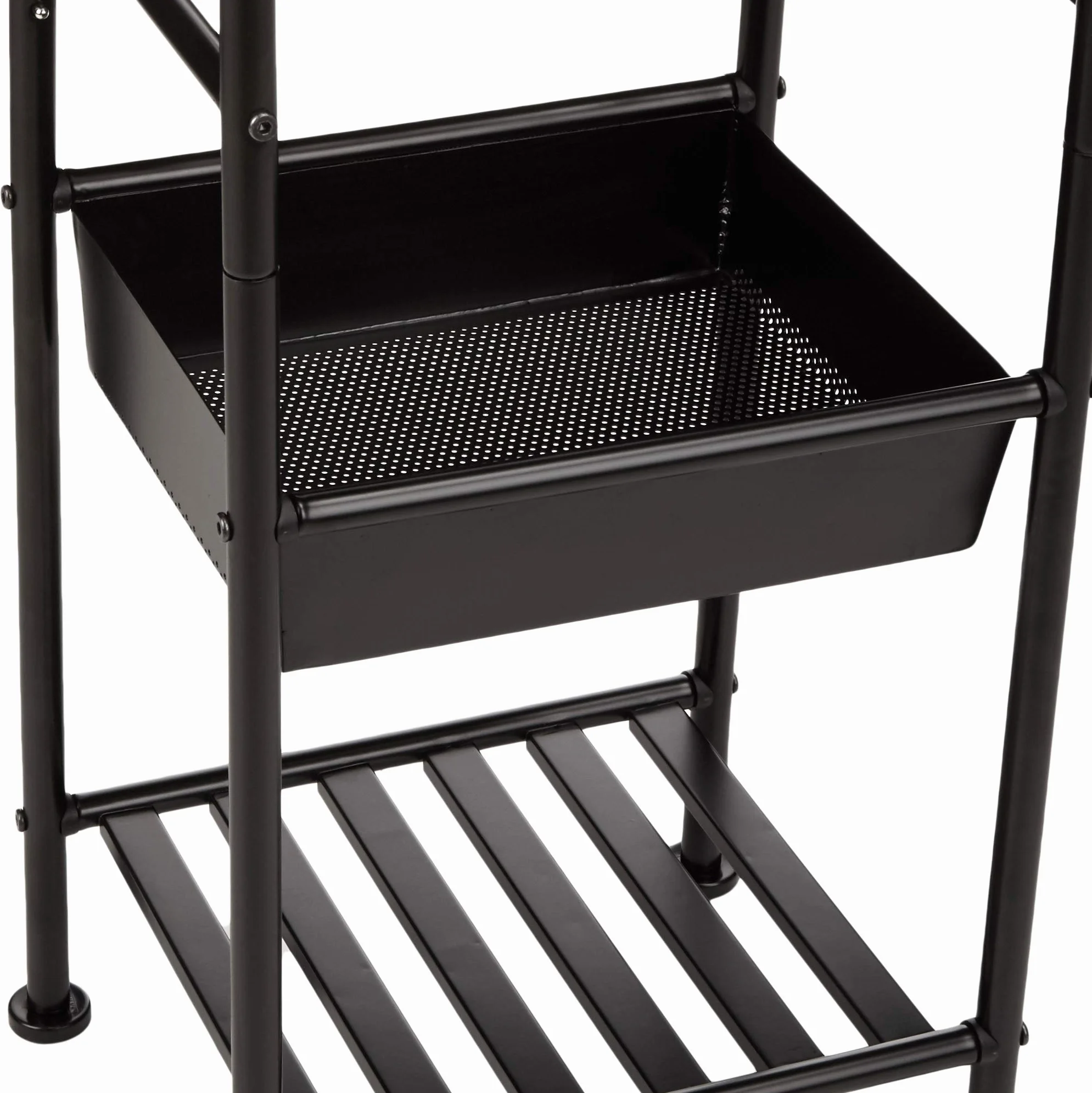 Amazon Basics Scaffale a 5 ripiani con cestello, Nero, 34.5 x 28.5 x 140.3 cm (L x W x H)