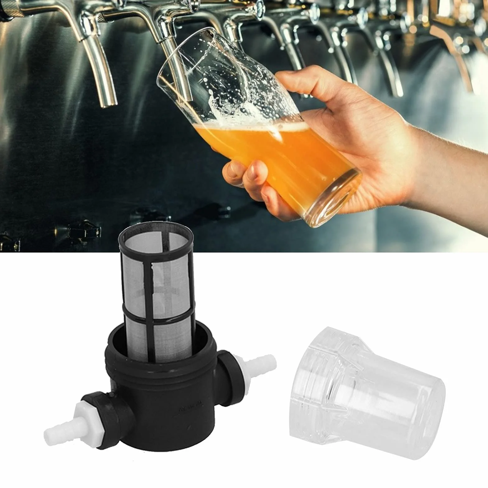 Dioche Filtro per Birra, Filtro in Linea per Birra per Birra Fatta in Casa 150 Micron 80 Mesh Filtraggio per Acqua e Birra, per Grandi Lotti e Birre Luppolate