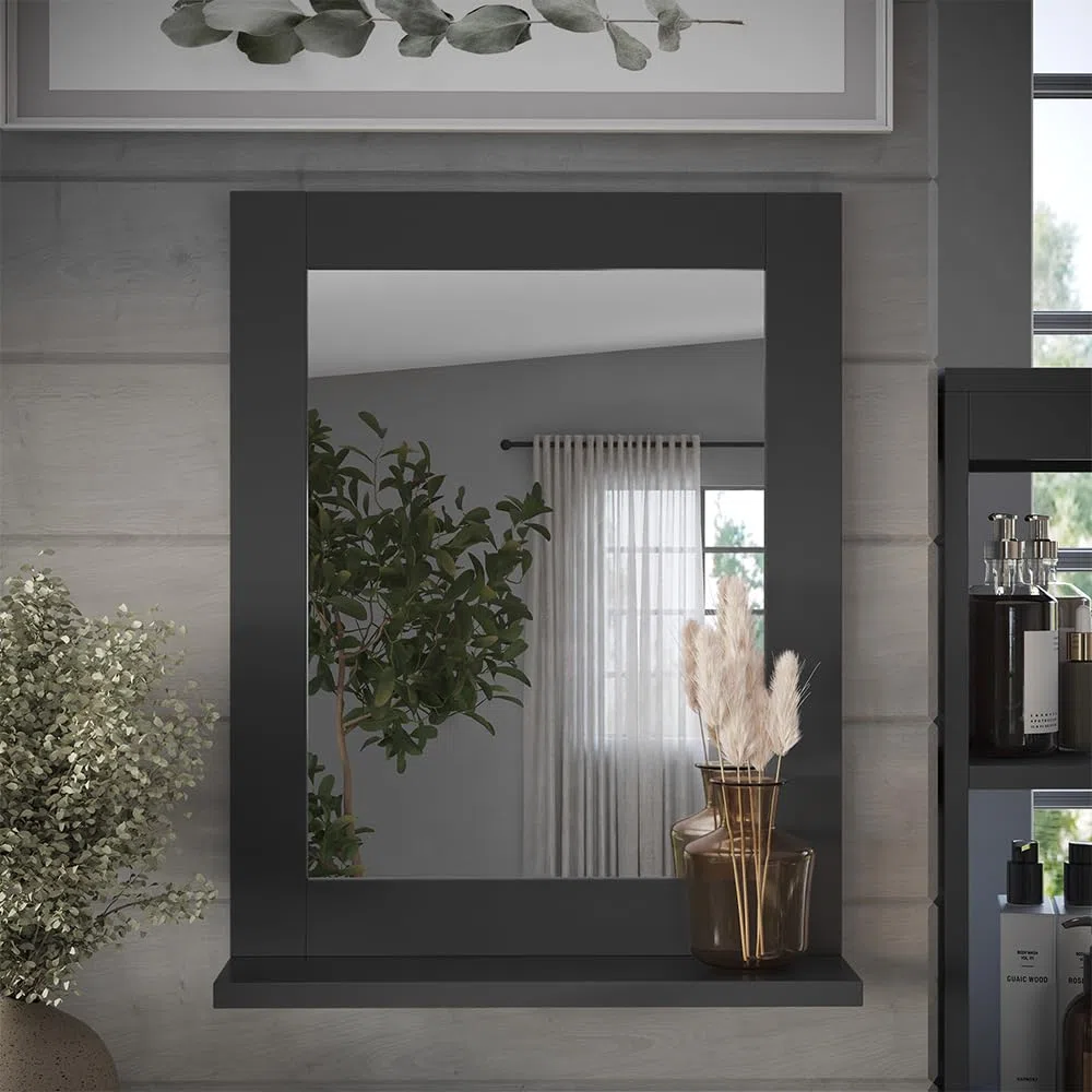 Vicco Specchio da bagno Vilda, Grigio, 40 x 50 cm, per la conservazione di accessori da bagno e prodotti per la cura