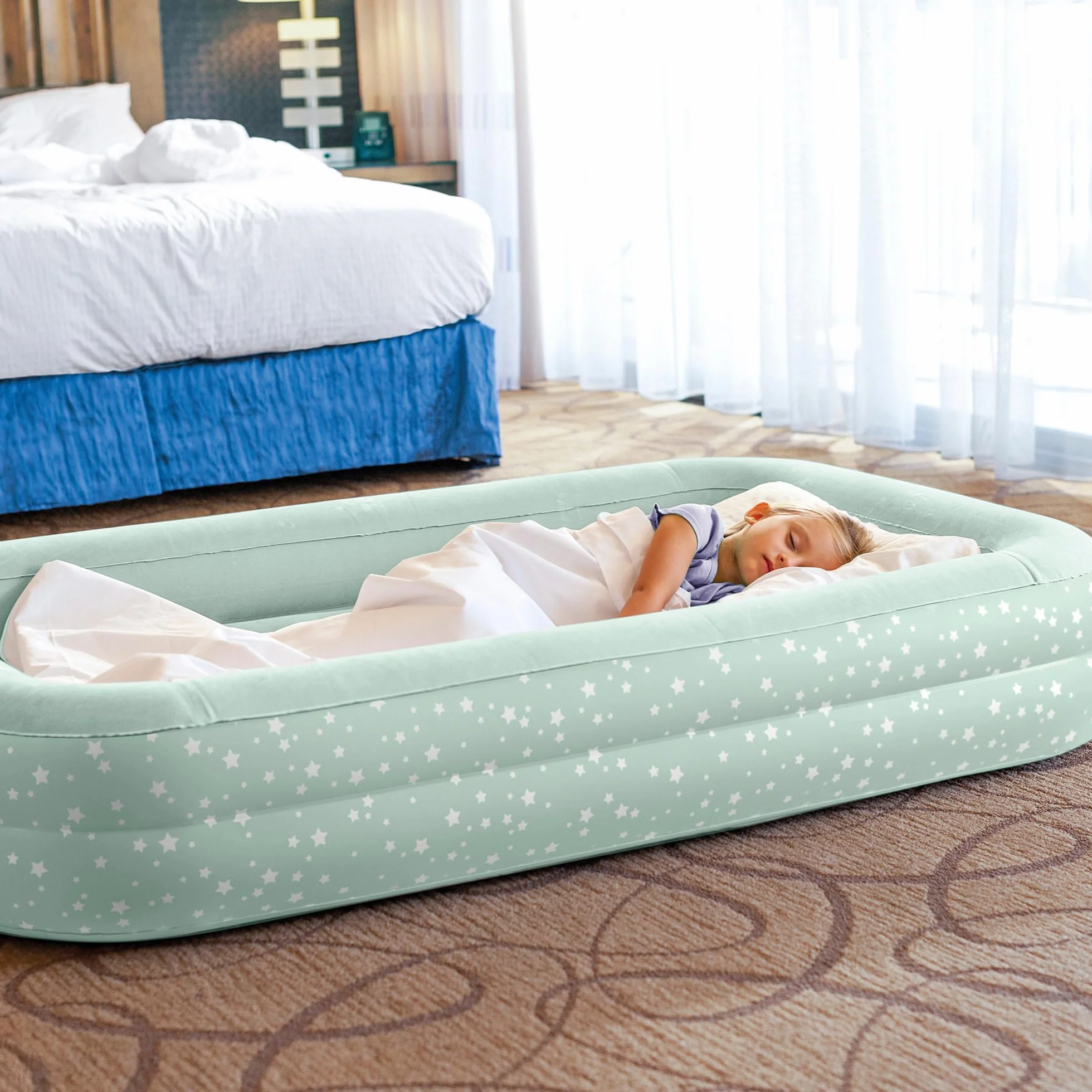 Intex 66810NP - Materasso Gonfiabile Lettino Baby, Casa e Viaggio, PVC, Multicolore, 107x168x25 cm