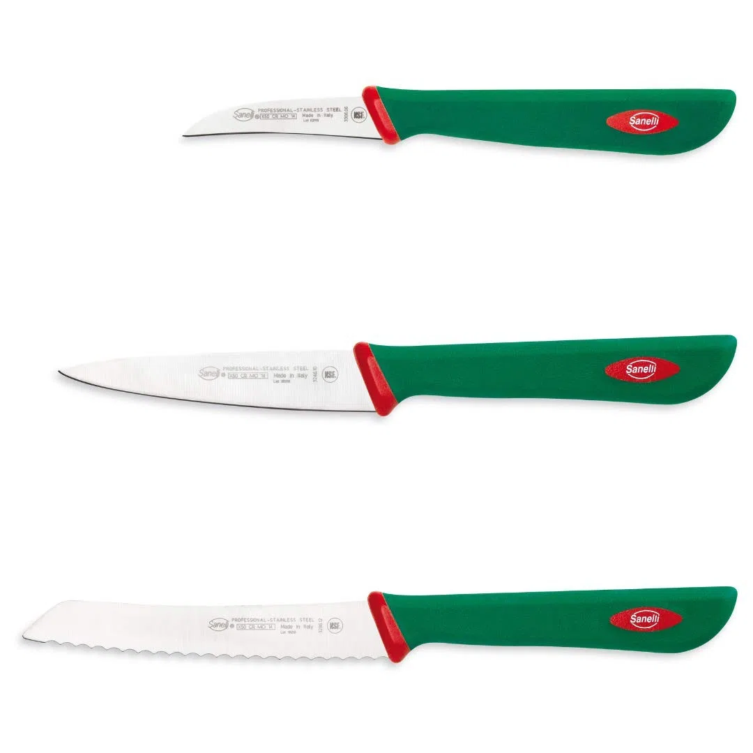Sanelli Set 3 Coltelli Frutta e verdura: Spelucchino multiuso cm.10-Pomodoro cm.12-Verdura cm.6