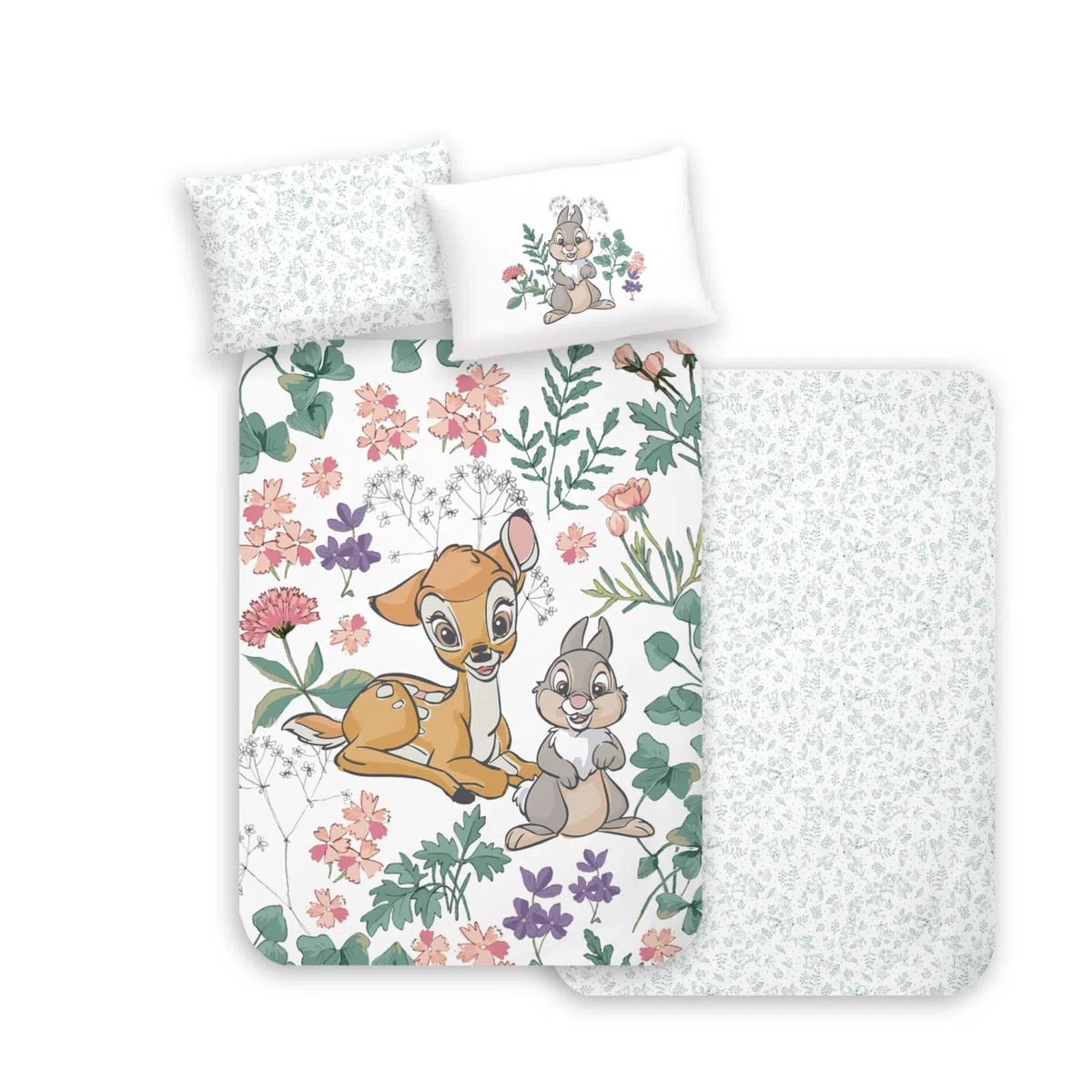 MTOnlinehandel Biancheria da letto 100 x 135 cm, Bambi REH & Klopfer, biancheria da letto per bambini, 100% cotone, 1 federa 40 x 60 cm + copripiumino 100 x 135 cm (Bambi)