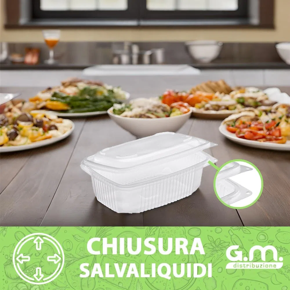 100 Vaschette per Alimenti Caldi Ondabox - Formato 800 Ml - Contenitori Ermetici per Alimenti Caldi, Salvaliquidi, Riutilizzabili - Contenitori per Microonde