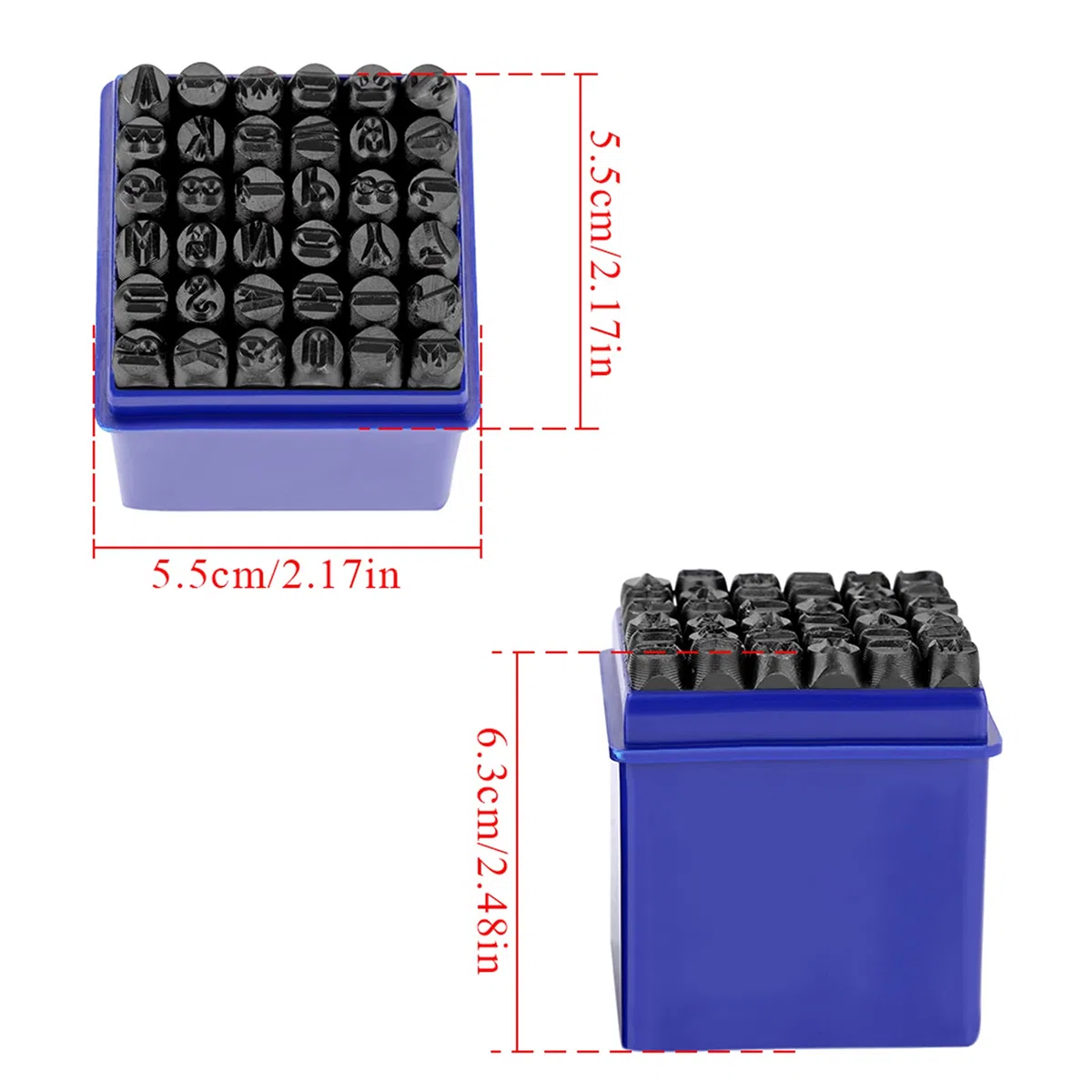 Ejoyous Set di Punzoni per Lettere e Numeri, 36 Pezzi, 6 mm, Alfabeto A-Z e Numeri 0-9, per Metallo Legno Pelle Plastica, con Borsa