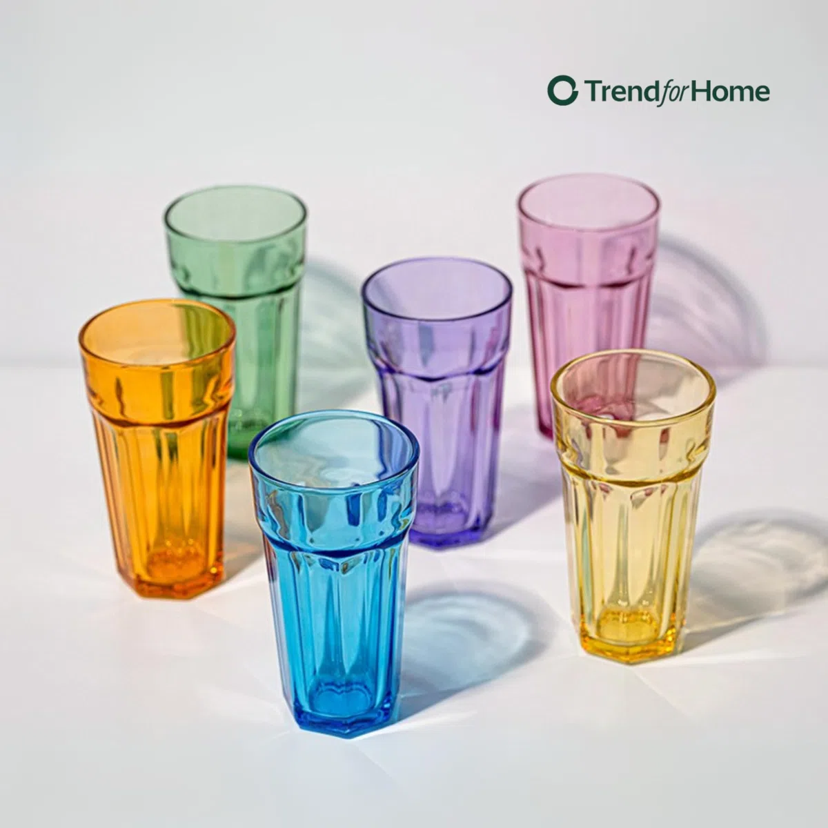 TREND FOR HOME Bicchieri da cocktail grandi Cuba Libre, 630 ml, Set di 6, Acqua Set XXL Tumblers Retro Design, Collezione GIGI, Lavare a mano