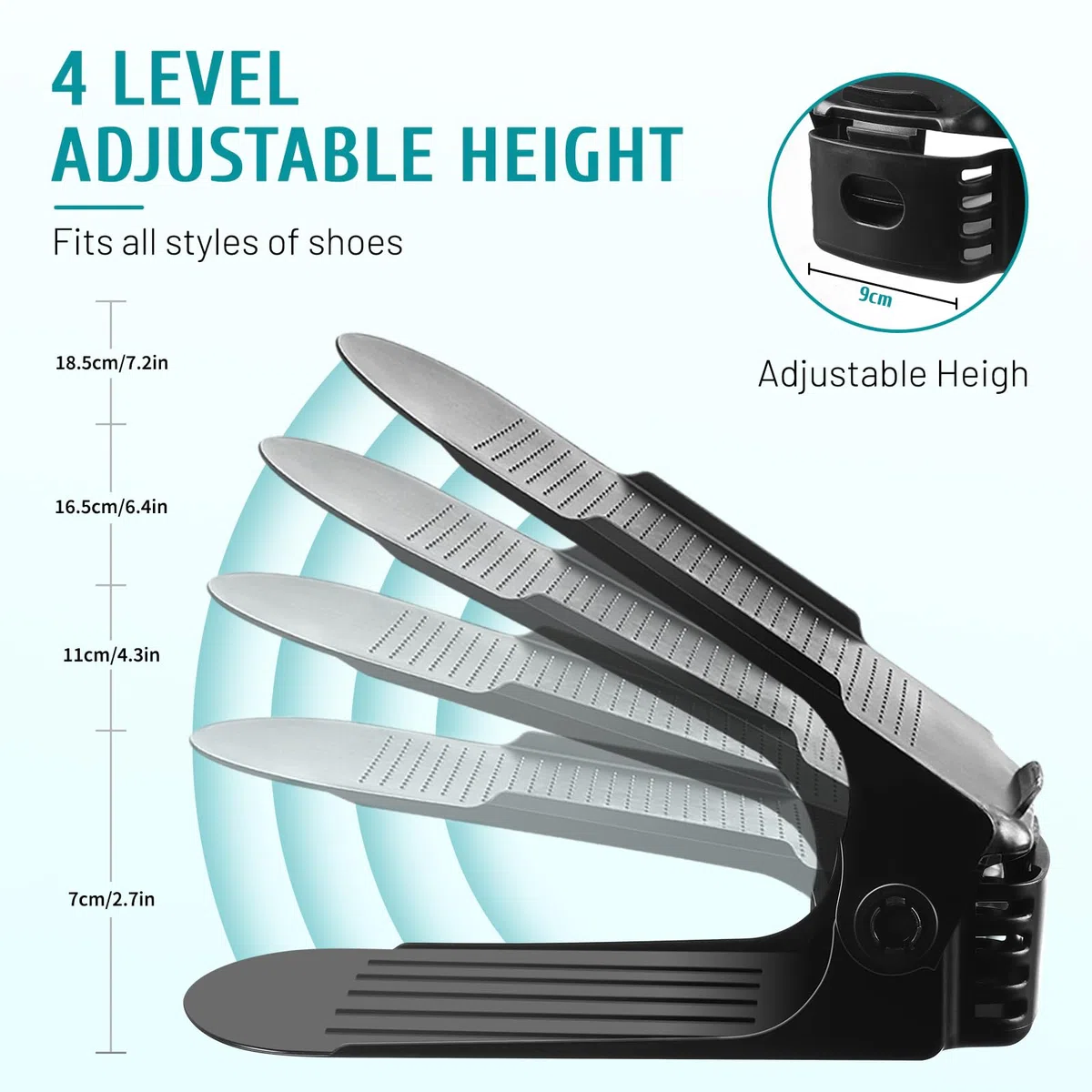 UCAMP Portascarpe,Set di 24 Organizer Scarpe Salvaspazio,Scarpiera Regolabile,Porta Scarpe in Plastica Durevole,Slot Scarpea Doppio Strato,Scarpiera con Quattro Altezze in Altezza(Nero)