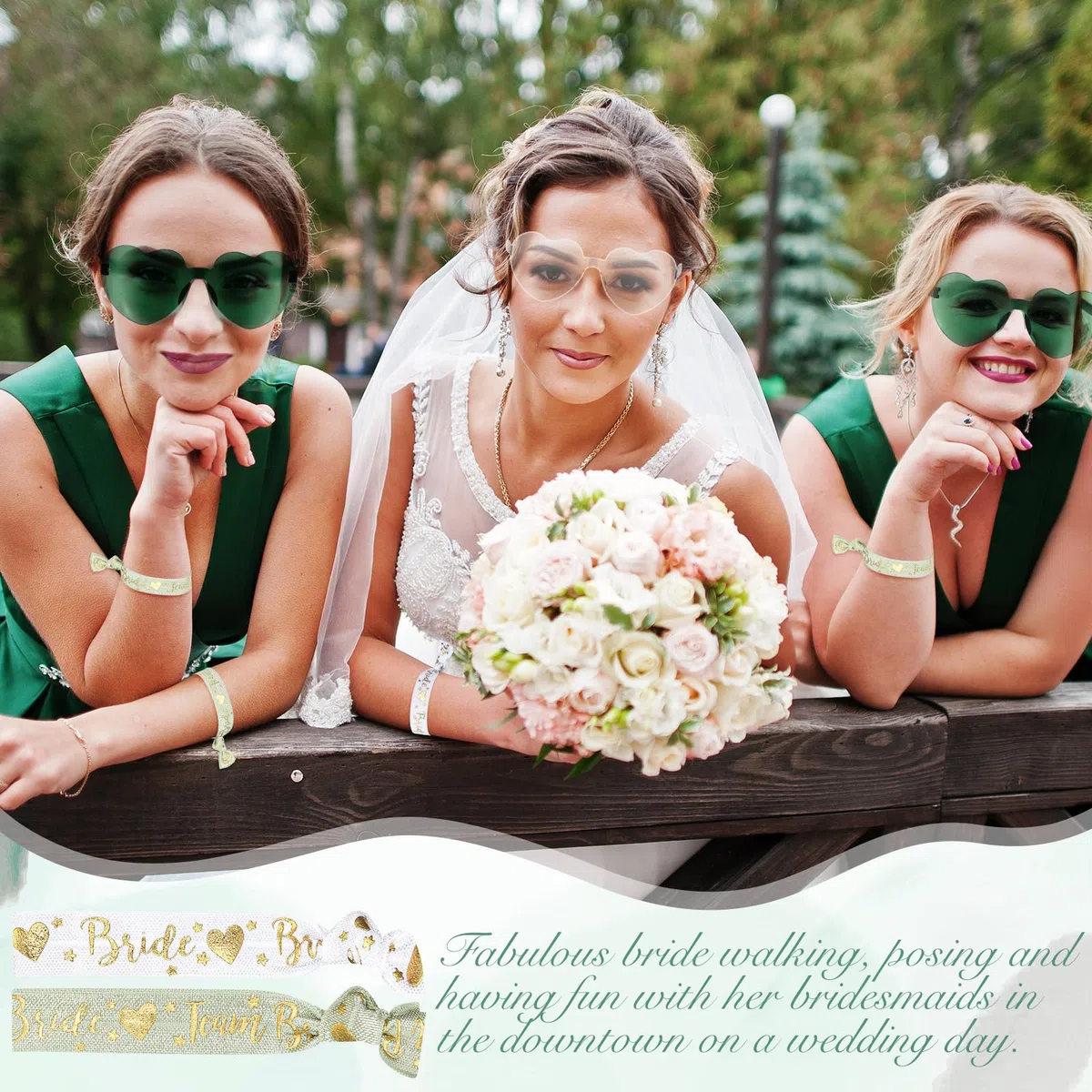 24 Pezzi Regali Nuziali Borsa per il Trucco della Sposa Squadra Occhiali Braccialetto Impostato 8 Borse per Cosmetici 8 Occhiali da Sole a Cuore 8 Braccialetti per Addio al Nubilato Matrimonio