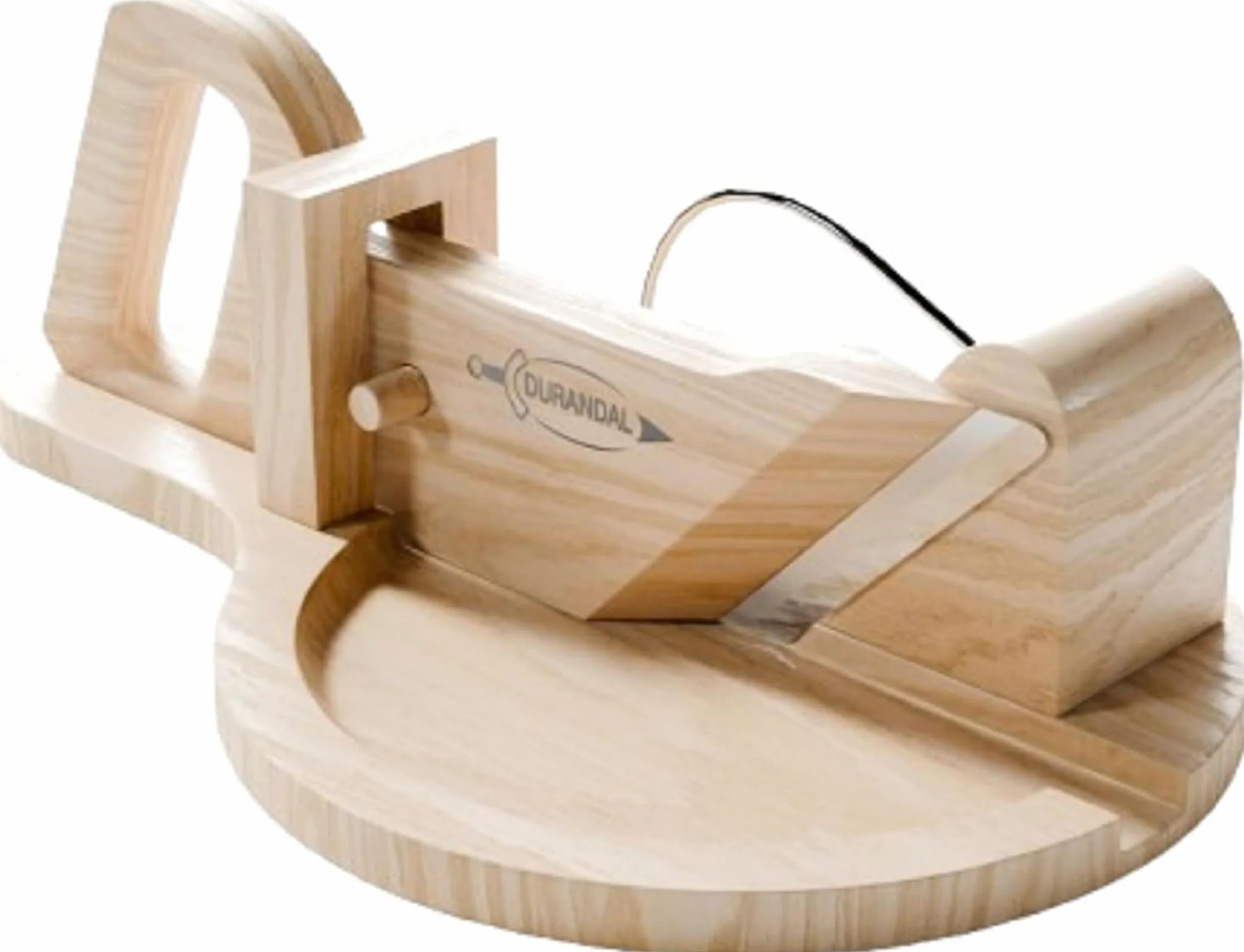 Durandal - Affettatrice manuale per carne con vassoio in legno, accessorio da cucina