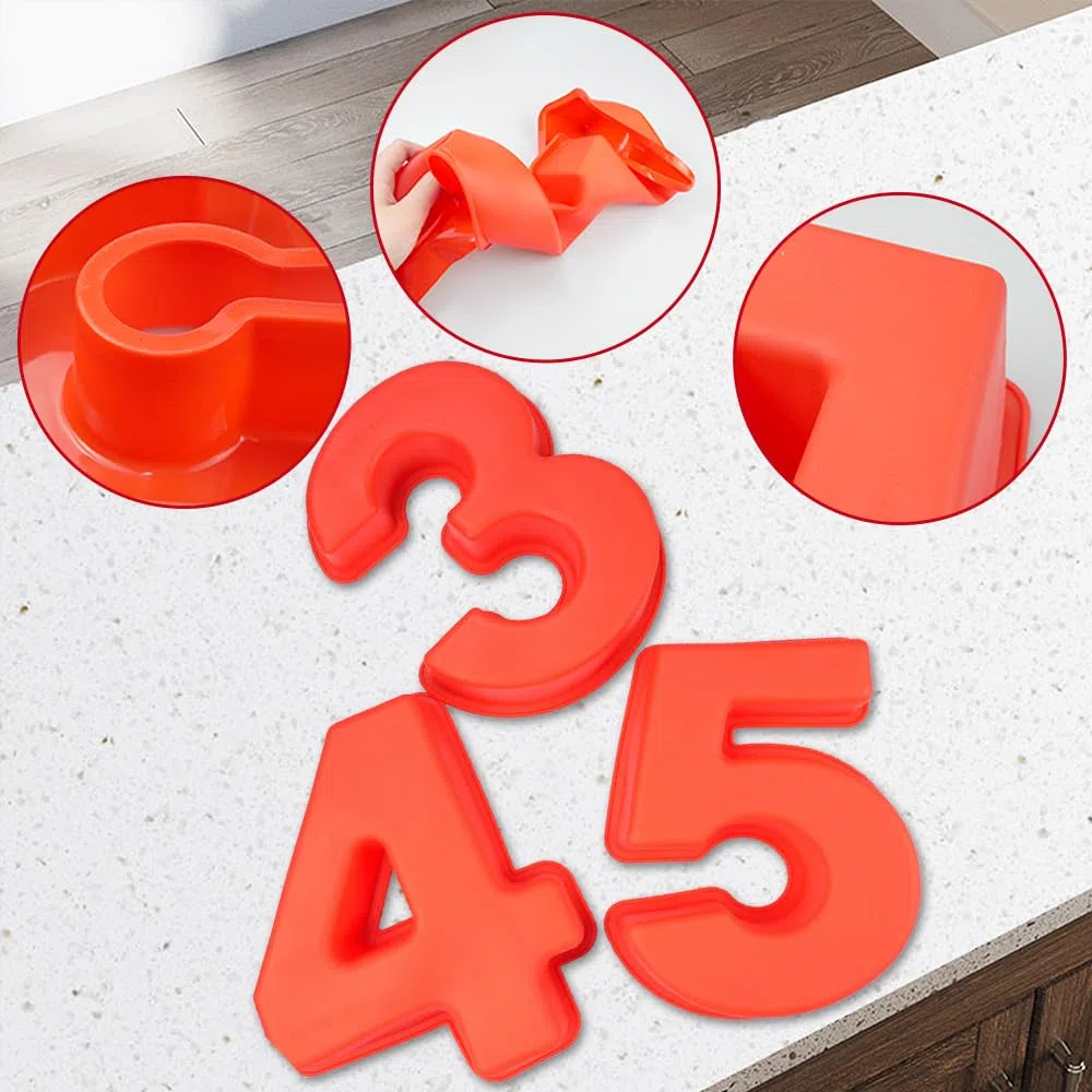 9 pezzi Stampo in Silicone per Torte,Stampi Torte Grande Numero 0-8 Utilizzato per DIY Torta, Matrimonio, Compleanno, Anniversario(10 Zoll)