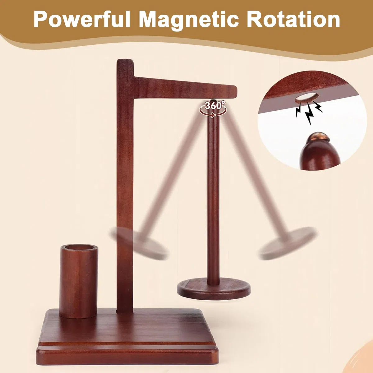 Porta Gomitolo Magnetico in Legno, Supporto Filo Multifunzione con Portacellulare & Custodia, Accessorio Portatile per Uncinetto, Maglia, Idea Regalo per Appassionati