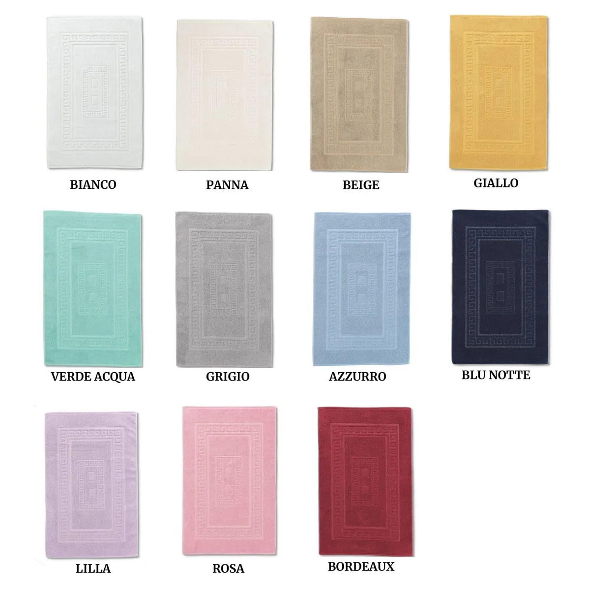 CASA TESSILE Torino Set 3 tappeti Bagno in Spugna, 1 cm 60X90 + 2 Girowater cm 60x45 - Azzurro