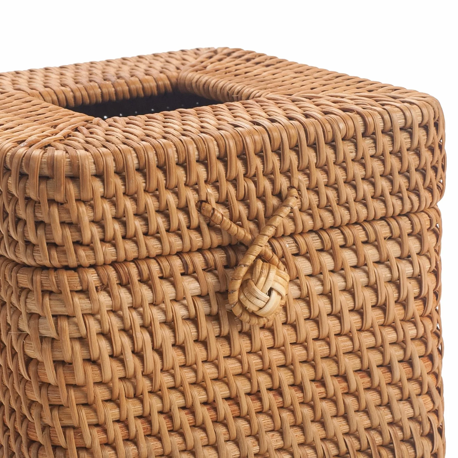 Scatola per fazzoletti in Rattan Quadrato con Coperchio, Scatola per Salviette in Vimini, Scatola da Fazzoletti Intrecciato Decorativa per Bagno, Soggiorno, Cucina, Camera da Letto (Naturale)