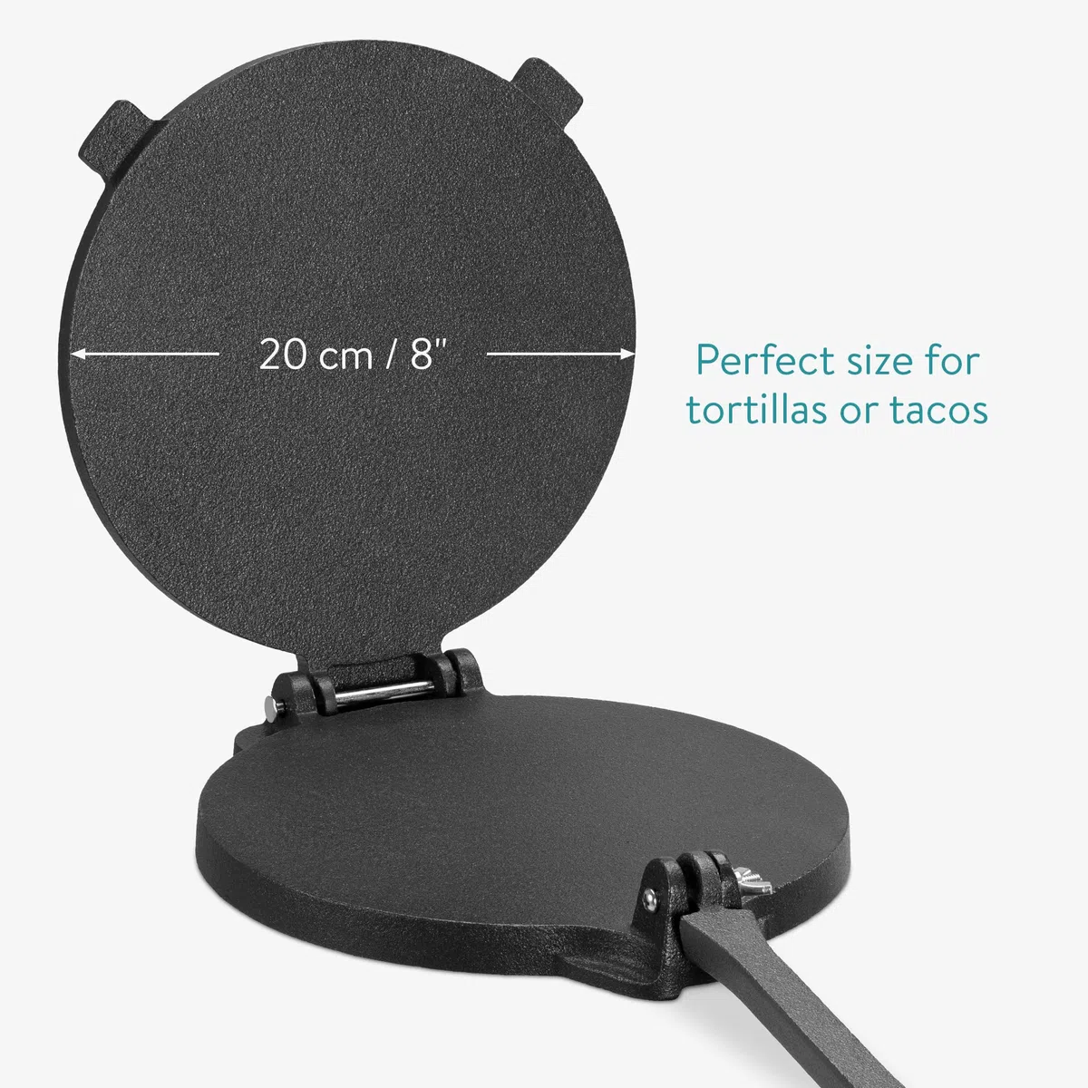 Navaris Pressa per Tortilla in Ghisa Ø20cm - Tortillas Messicane Tacos Macchina - Tortilla Maker - Cucina Moderna Accessori - Acciaio Inox 25x20x5cm