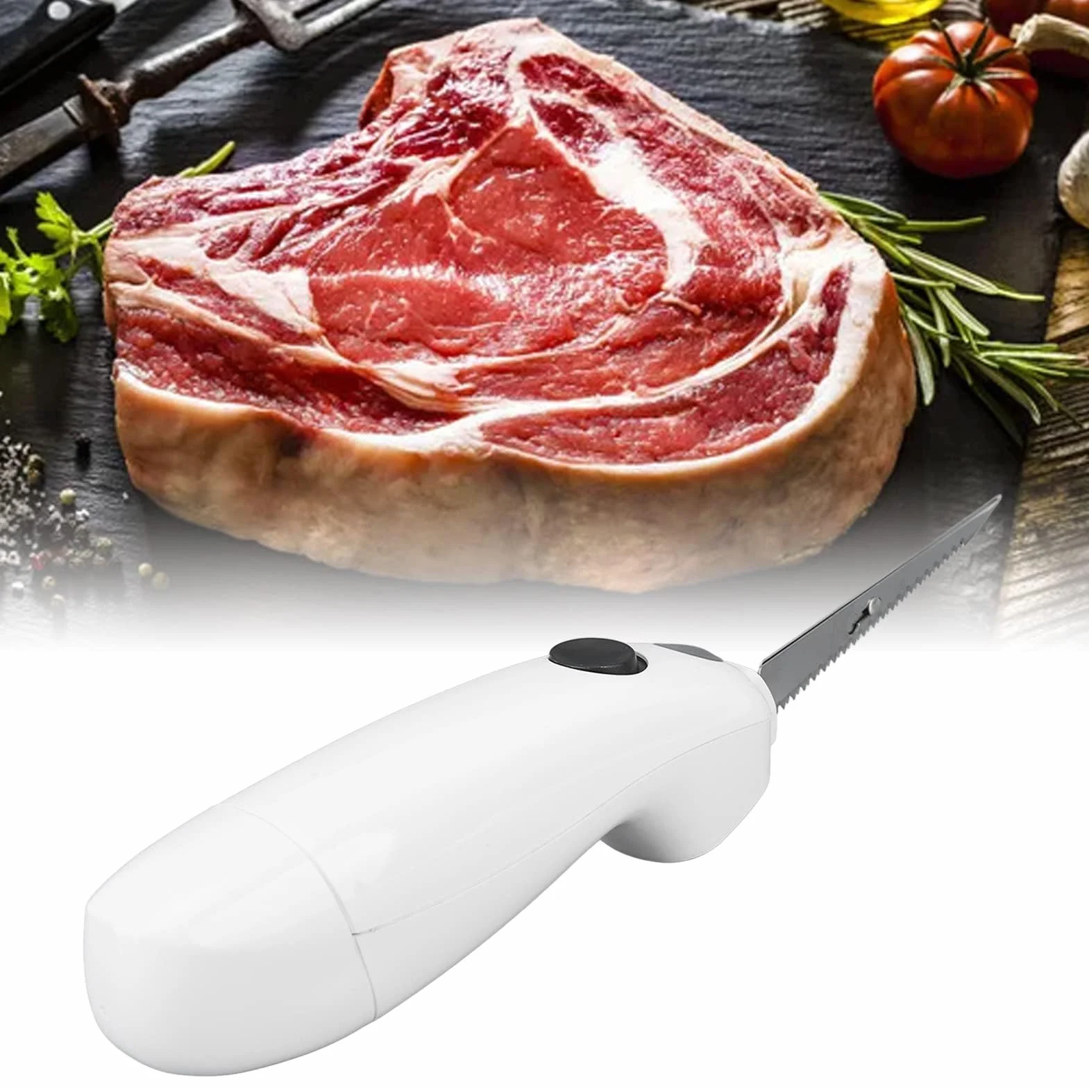 Coltello elettrico Senza Fili per Sfilettare, Acciaio Inox, Bistecca, Trinciante, Tacchino, Pane